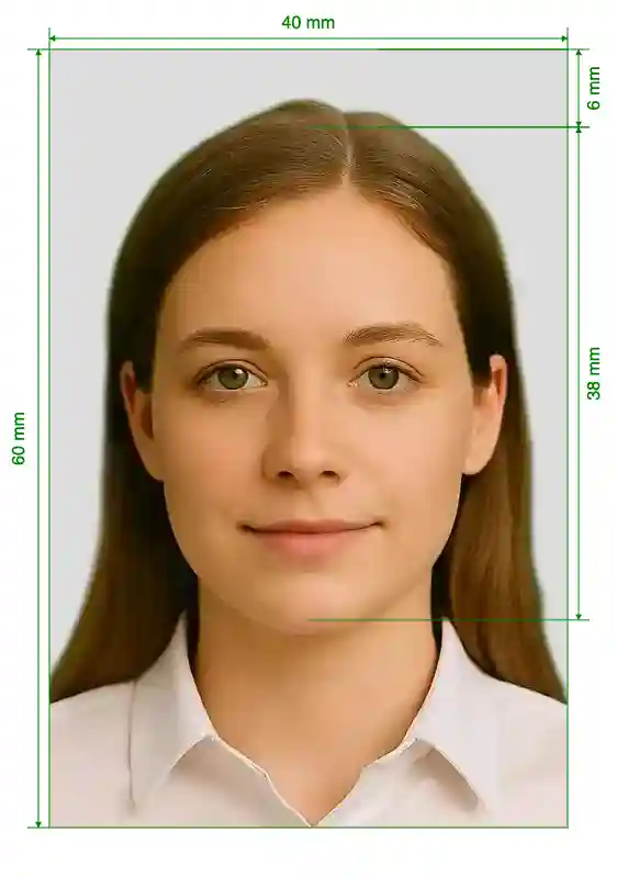 UAE driving license 4x6 cm Size Guide with dimensions in inches and mm