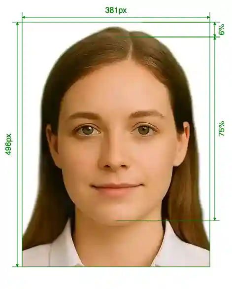 Angola visa online 381x496 pixels Size Guide with dimensions in inches and mm