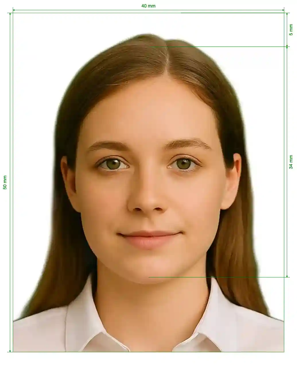 Bangladesh dual nationality 40x50 mm (4x5 cm) Size Guide with dimensions in inches and mm