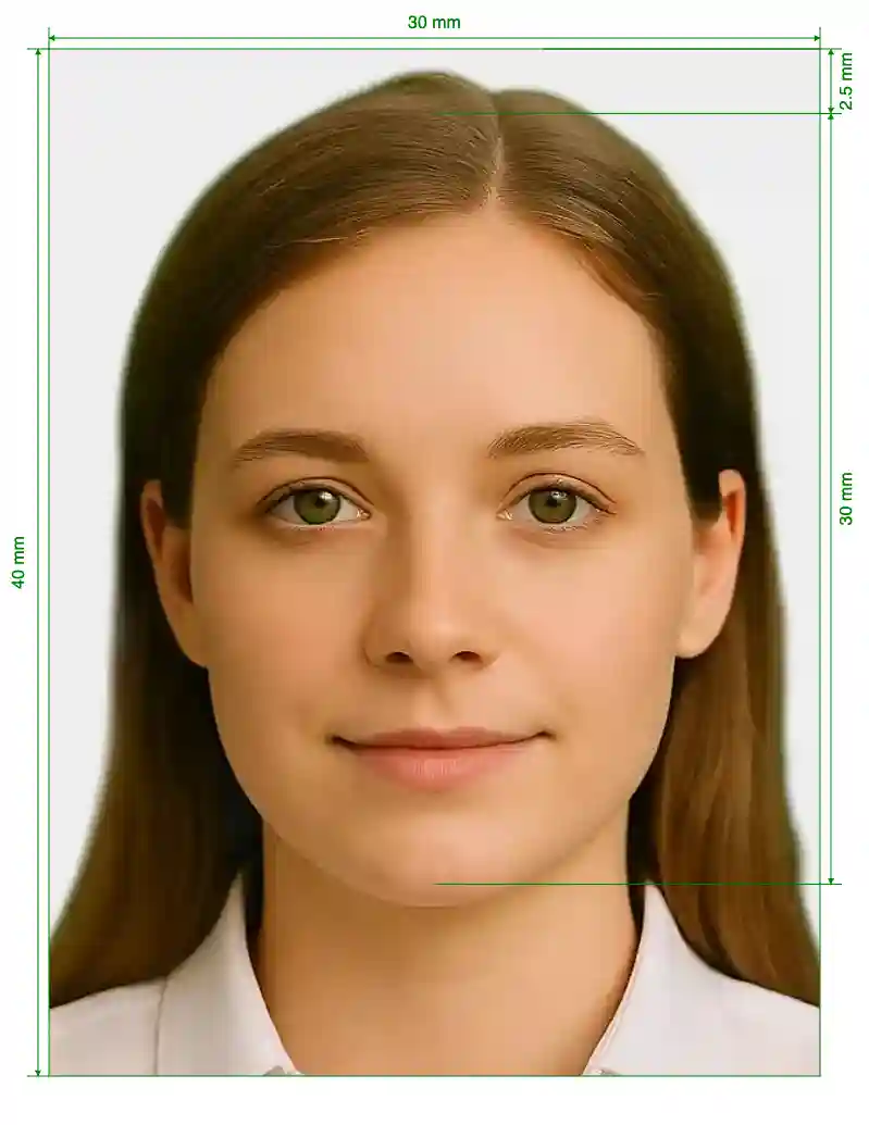 Brazil driving license 3x4 cm Size Guide with dimensions in inches and mm