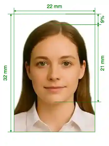 China driving license 22x32 mm Size Guide with dimensions in inches and mm