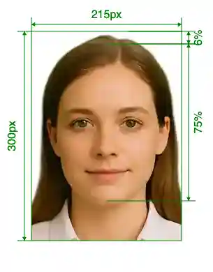 Licensed Pharmacist 215x300 pixels Size Guide with dimensions in inches and mm