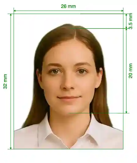 China Resident ID card 26x32 mm Size Guide with dimensions in inches and mm