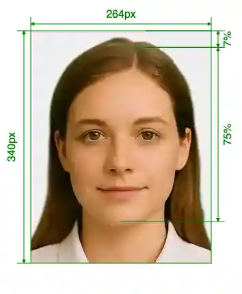 UK Bus pass online form Size Guide with dimensions in inches and mm