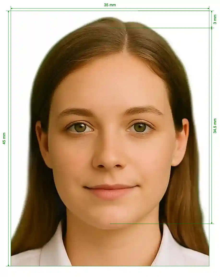 UK ID / residence card 45x35 mm (4.5x3.5 cm) Size Guide with dimensions in inches and mm