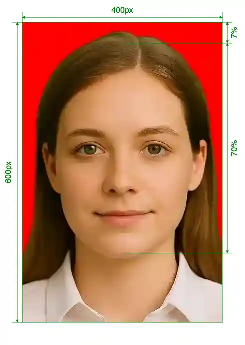 Indonesia eVoA Size Guide with dimensions in inches and mm