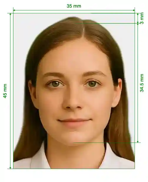 Ireland Passport offline 35x45 mm (3.5x4.5 cm) Size Guide with dimensions in inches and mm