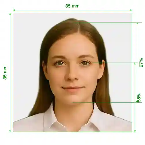 India FRRO (Foreigner Registration) 35x35 mm online Size Guide with dimensions in inches and mm
