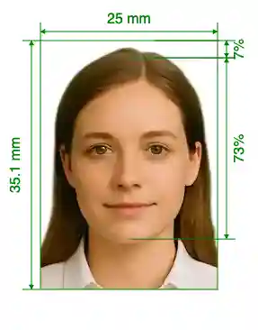 India PAN card 25x35mm (2.5x3.5cm) Size Guide with dimensions in inches and mm