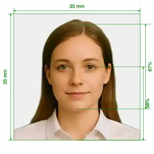 India PIO (Person of Indian Origin) 35x35 mm (3.5x3.5 cm) Size Guide with dimensions in inches and mm