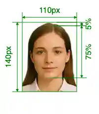 India UPSC 140x110 pixels Size Guide with dimensions in inches and mm