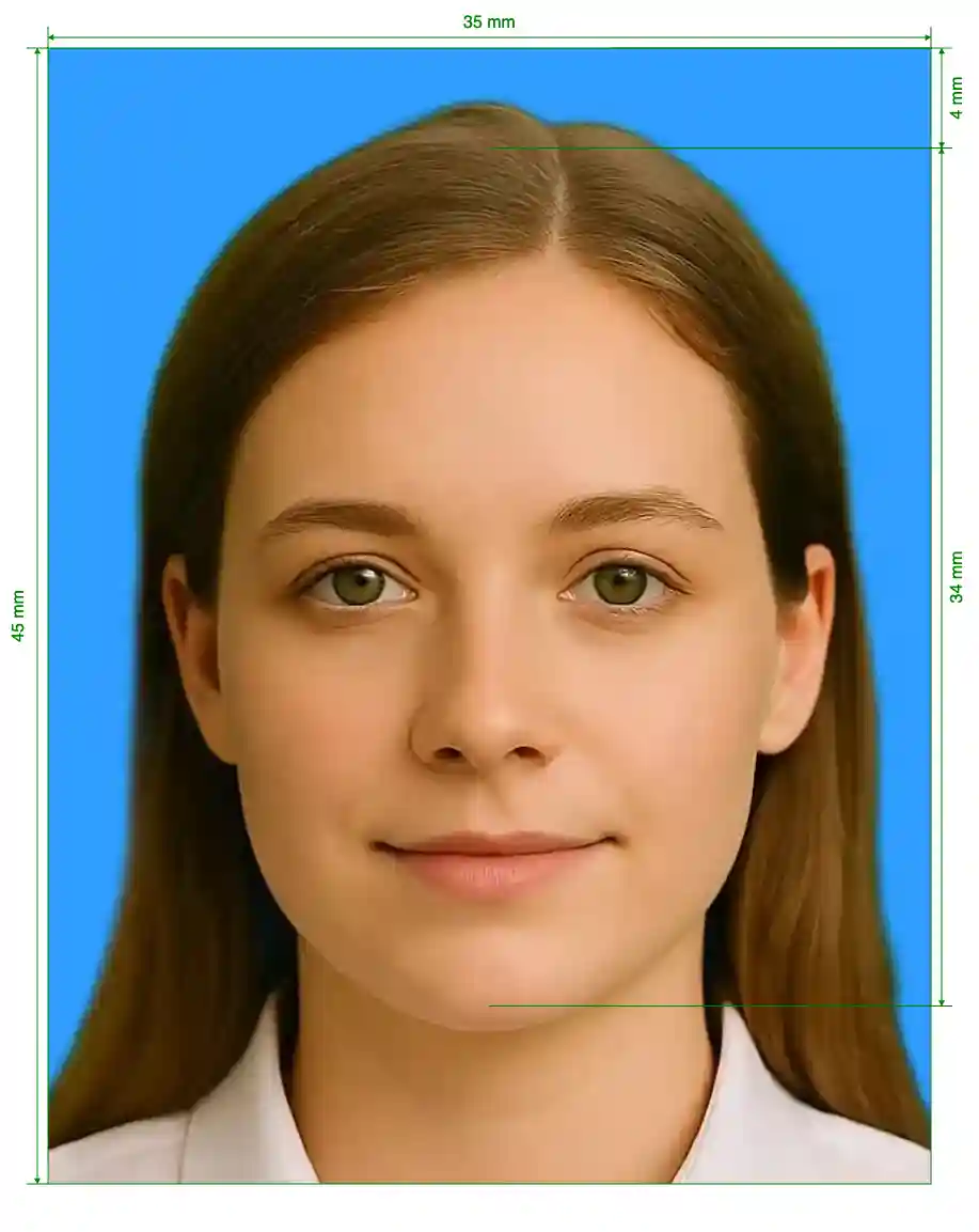 Japan APEC Business Travel Card 35x45 mm Size Guide with dimensions in inches and mm