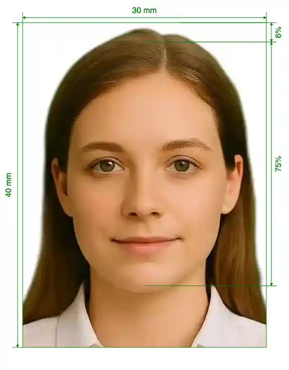 Japanese language proficiency test (JLPT) 3x4cm 480x640px Size Guide with dimensions in inches and mm