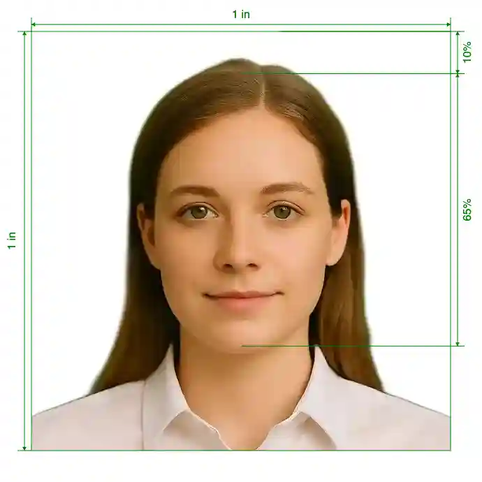 Philippines license 1x1 inch photo Size Guide with dimensions in inches and mm