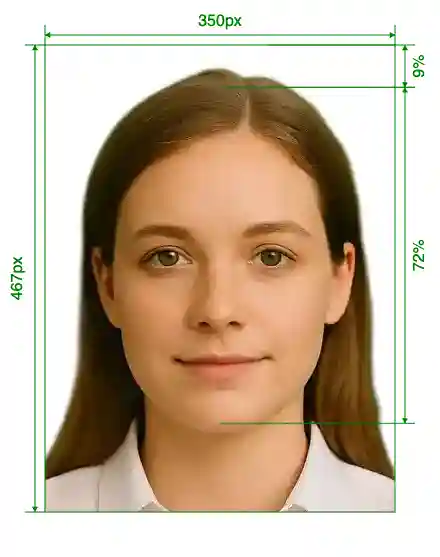 Pakistan NADRA CNIC/NICOP/POC 350x467 pixel white background Size Guide with dimensions in inches and mm