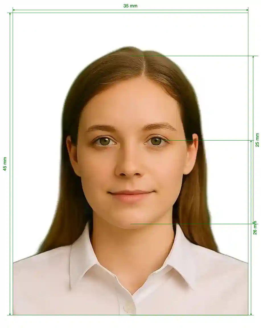 Pakistan NADRA 2 Size Guide with dimensions in inches and mm