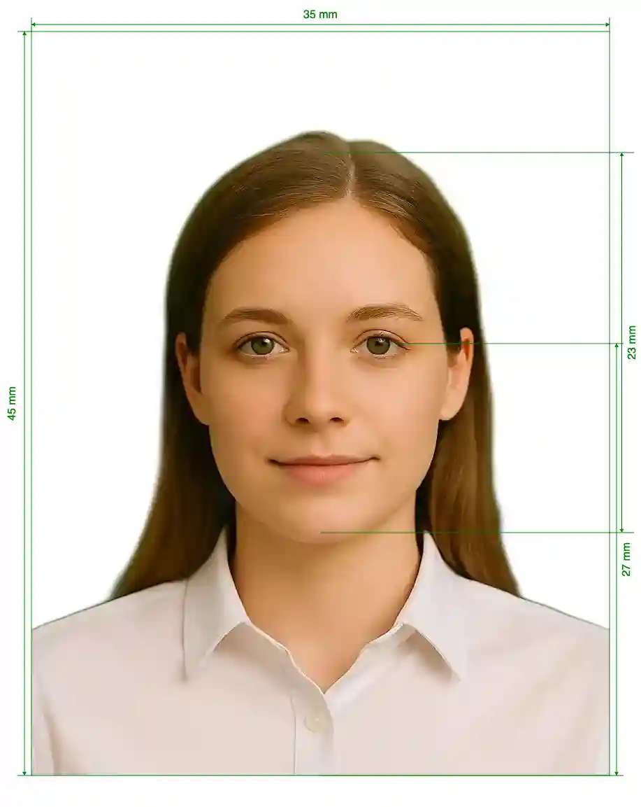 Pakistan NADRA 3 Size Guide with dimensions in inches and mm