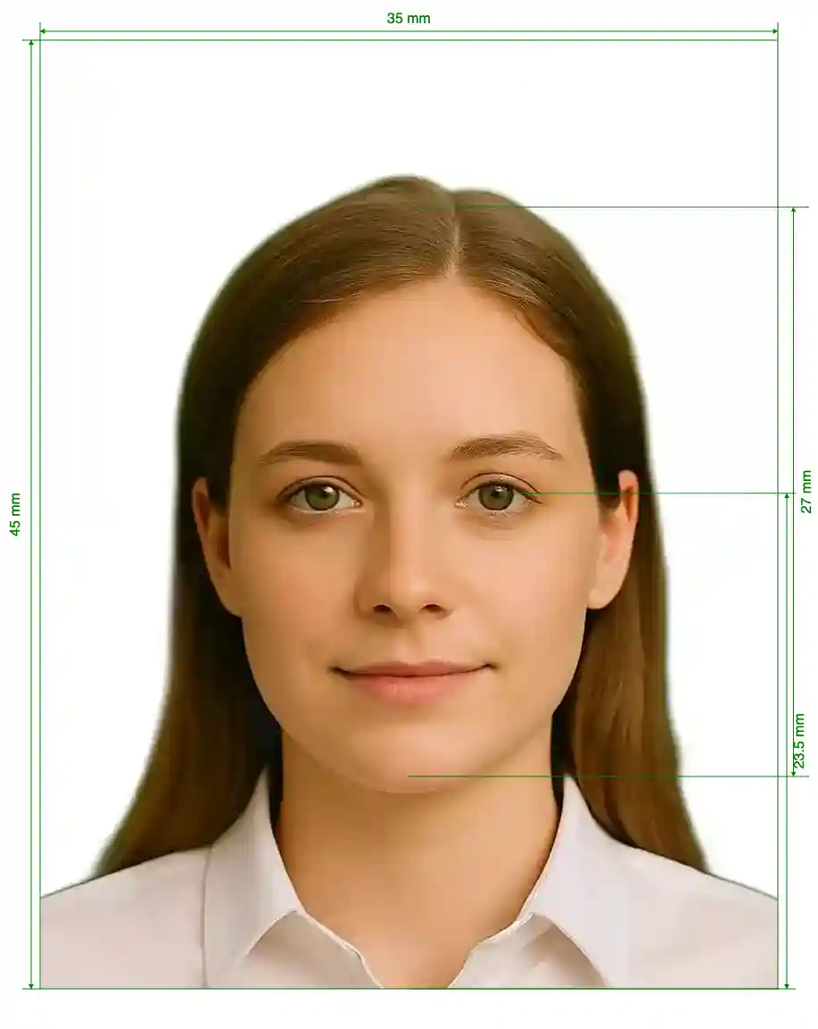 Pakistan babies NADRA ID card 35x45 mm Size Guide with dimensions in inches and mm