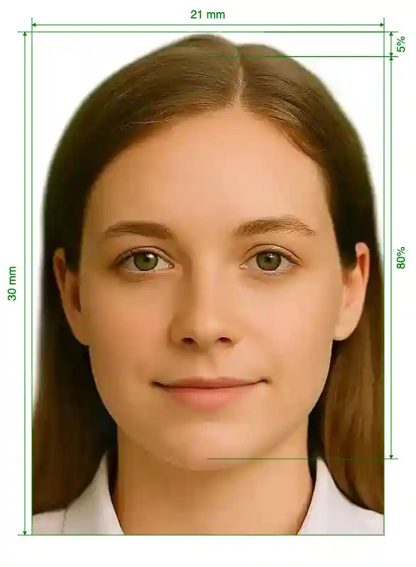 Russia Pensioner ID 21x30 for Gosuslugi.ru Size Guide with dimensions in inches and mm