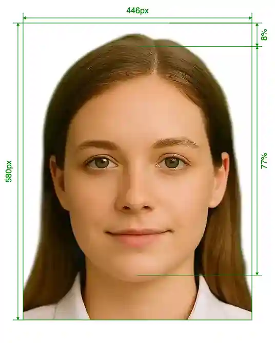 Sweden visa 446x580 pixels Size Guide with dimensions in inches and mm