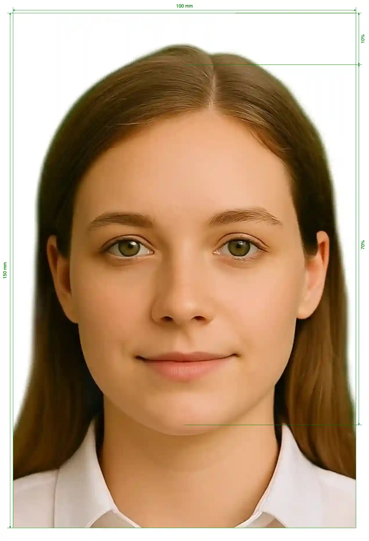 Ukraine child's international passport 10x15 cm Size Guide with dimensions in inches and mm